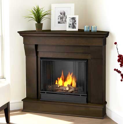 Chateau 5950-DW Corner Gel Fireplace in Dark Walnut