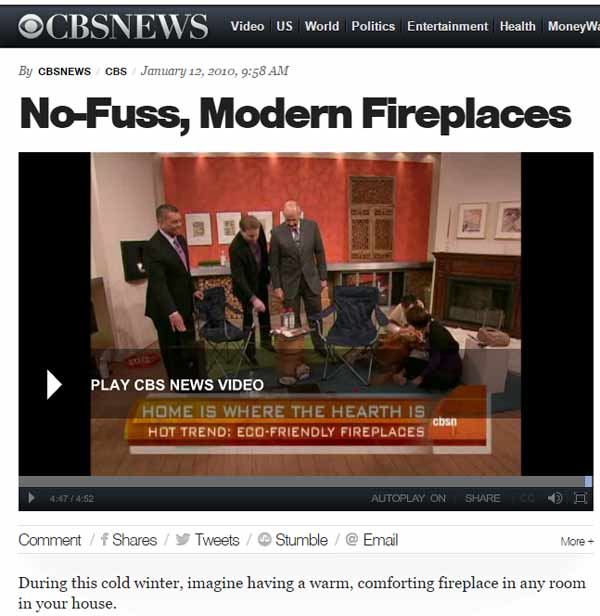 Gel Fireplaces on CBS Early Show
