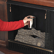 Gel fireplaces - Place 1 to 3 cans of the opened REAL FLAME fuel into the fireplace just behind the ceramic logs. Most use 1 or 2 cans. Gel Flame cans ignite slowly for safety. 